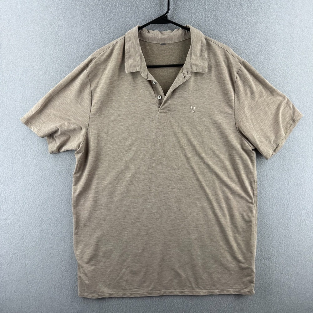 Vuori Shirt Mens XL Beige Knit Twill Polo Casual Stretch Golf Active